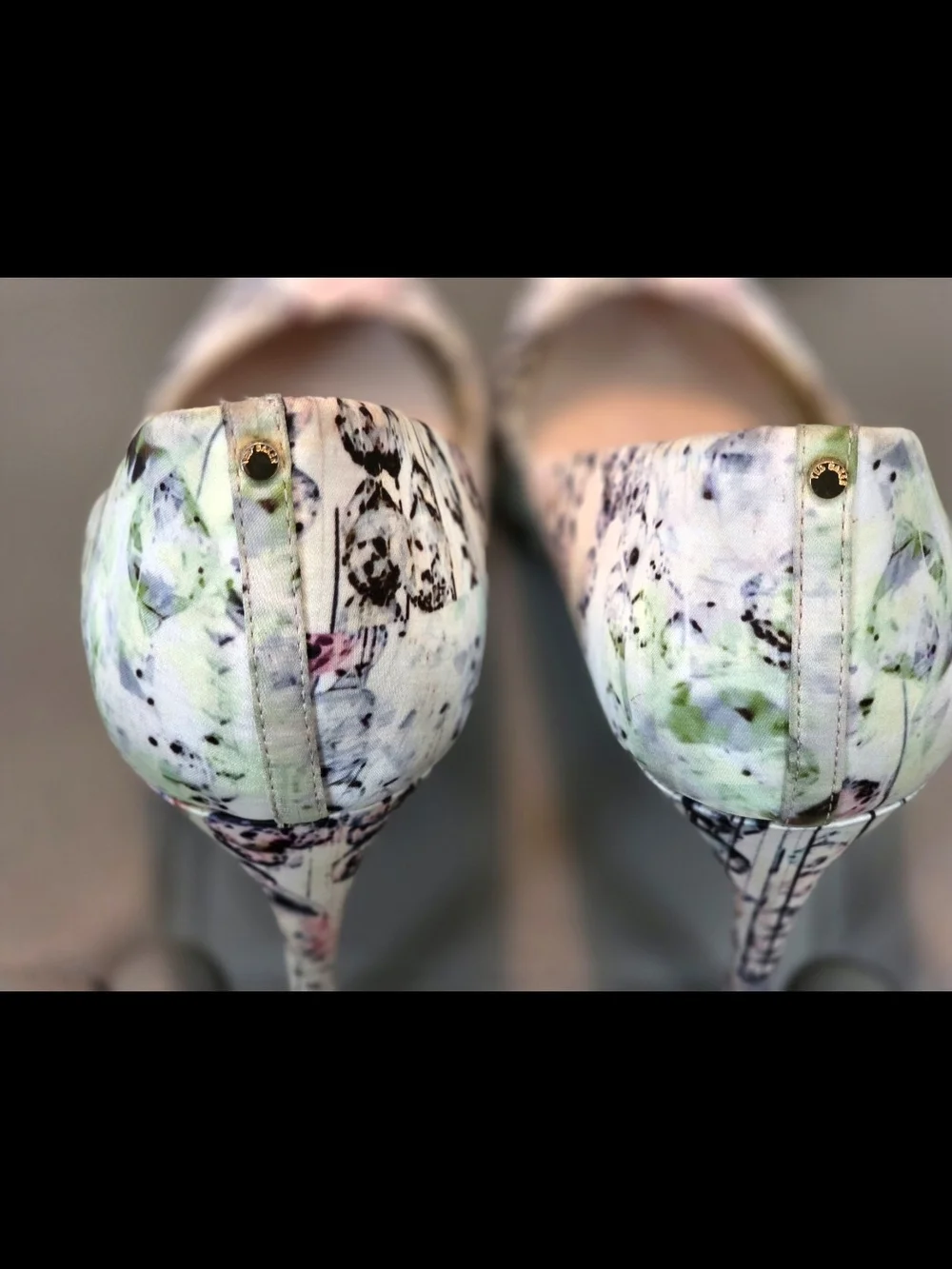 Ted Baker Floral Watercolor Pointed-Toe Stilettos - White with Pastel Accents